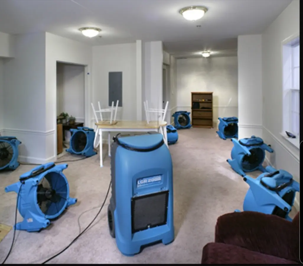 Air movers and dehumidifier setup for Water Extraction & Removal in Pequannock